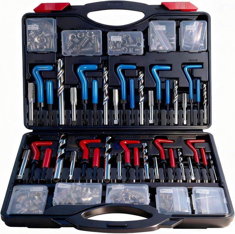 Xpro 314Pcs Thread Repair Kit, Metric Helicoil Repair Kit with HSS Drill Bits Inserts Taps Break Off Tools: M5 M6 M8 M10 M12, SAE Helicoil Kit: 1/4" 5/16" 3/8" 7/16" 1/2" - Image 1